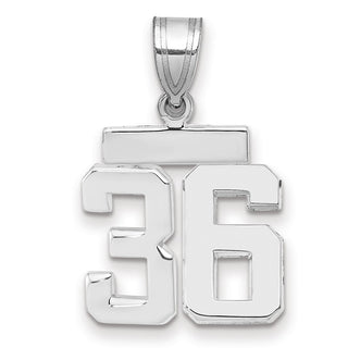 14k White Gold Small Polished Number 36 Pendant