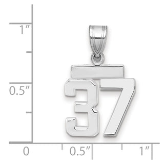 14k White Gold Small Polished Number 37 Pendant