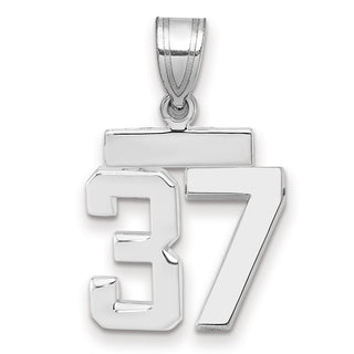 14k White Gold Small Polished Number 37 Pendant