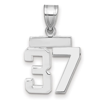 14k White Gold Small Polished Number 37 Pendant