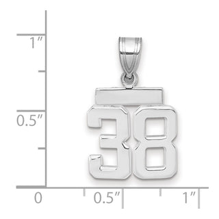 14k White Gold Small Polished Number 38 Pendant