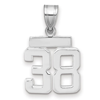 14k White Gold Small Polished Number 38 Pendant