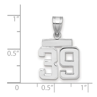 14k White Gold Small Polished Number 39 Pendant