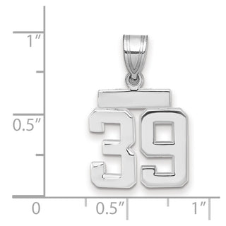 14k White Gold Small Polished Number 39 Pendant