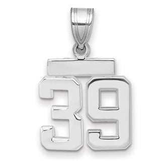 14k White Gold Small Polished Number 39 Pendant
