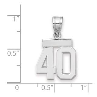14k White Gold Small Polished Number 40 Pendant