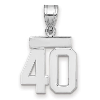 14k White Gold Small Polished Number 40 Pendant