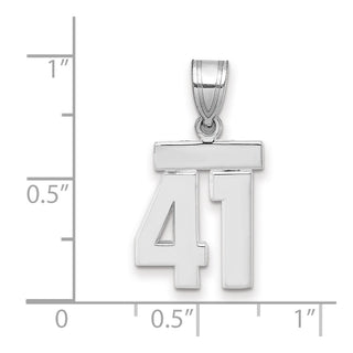 14k White Gold Small Polished Number 41 Pendant