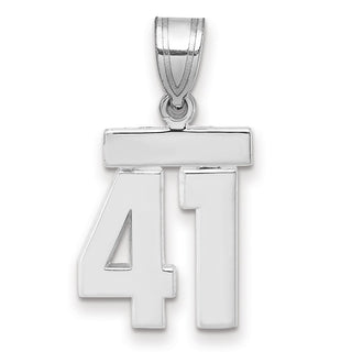 14k White Gold Small Polished Number 41 Pendant