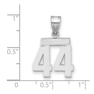 14k White Gold Small Polished Number 44 Pendant