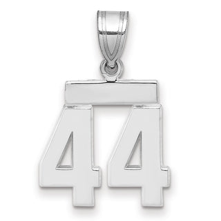 14k White Gold Small Polished Number 44 Pendant