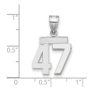14k White Gold Small Polished Number 47 Pendant