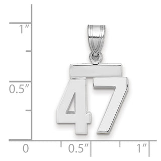 14k White Gold Small Polished Number 47 Pendant