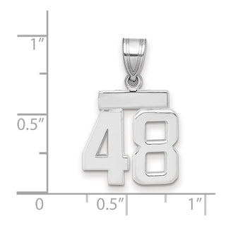 14k White Gold Small Polished Number 48 Pendant