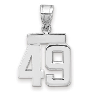 14k White Gold Small Polished Number 49 Pendant