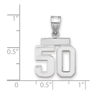 14k White Gold Small Polished Number 50 Pendant