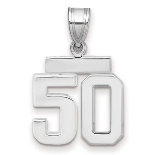 14k White Gold Small Polished Number 50 Pendant