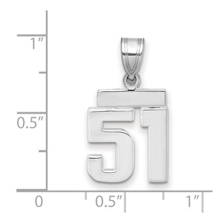 14k White Gold Small Polished Number 51 Pendant