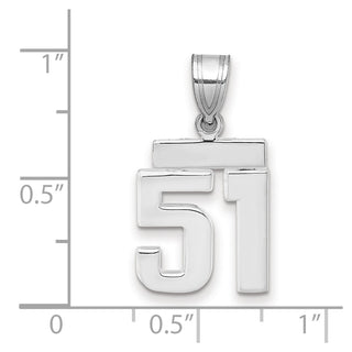 14k White Gold Small Polished Number 51 Pendant