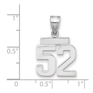 14k White Gold Small Polished Number 52 Pendant