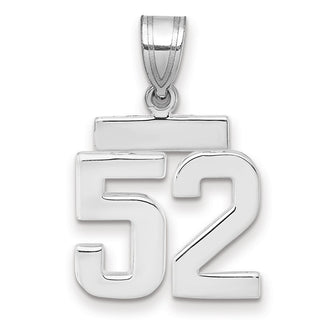 14k White Gold Small Polished Number 52 Pendant