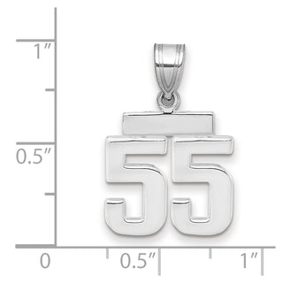 14k White Gold Small Polished Number 55 Charm