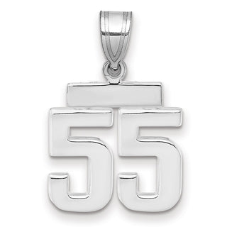 14k White Gold Small Polished Number 55 Pendant