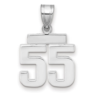 14k White Gold Small Polished Number 55 Charm