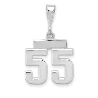 14k White Gold Small Polished Number 55 Pendant