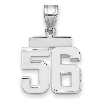 14k White Gold Small Polished Number 56 Pendant