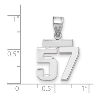 14k White Gold Small Polished Number 57 Pendant
