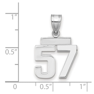 14k White Gold Small Polished Number 57 Pendant