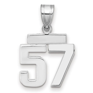 14k White Gold Small Polished Number 57 Pendant