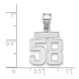 14k White Gold Small Polished Number 58 Pendant