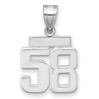 14k White Gold Small Polished Number 58 Pendant