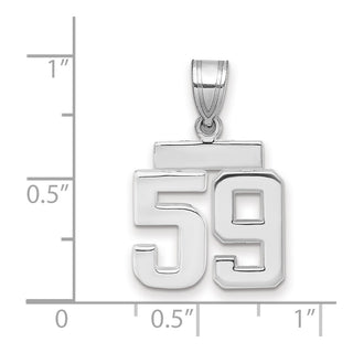 14k White Gold Small Polished Number 59 Pendant