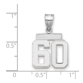 14k White Gold Small Polished Number 60 Pendant