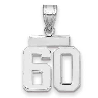 14k White Gold Small Polished Number 60 Pendant