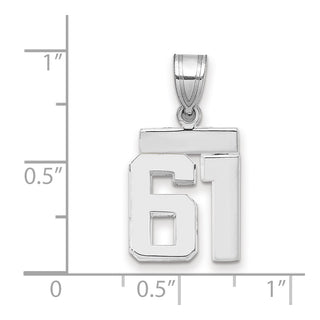 14k White Gold Small Polished Number 61 Pendant