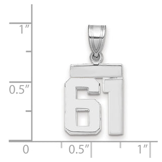 14k White Gold Small Polished Number 61 Pendant