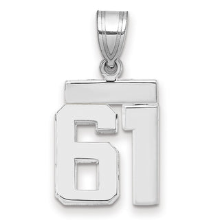 14k White Gold Small Polished Number 61 Pendant