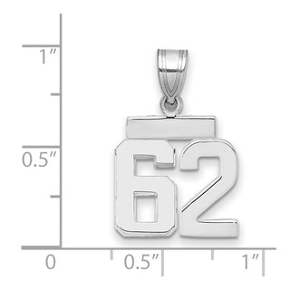 14k White Gold Small Polished Number 62 Pendant