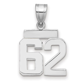 14k White Gold Small Polished Number 62 Pendant
