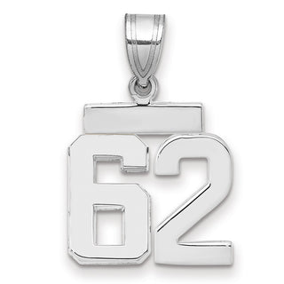 14k White Gold Small Polished Number 62 Charm