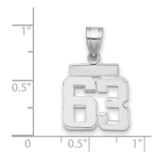 14k White Gold Small Polished Number 63 Pendant