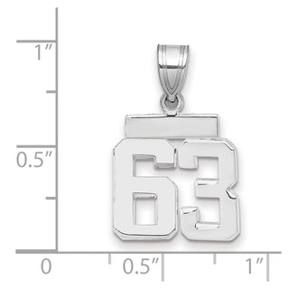 14k White Gold Small Polished Number 63 Pendant