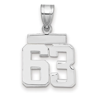 14k White Gold Small Polished Number 63 Pendant