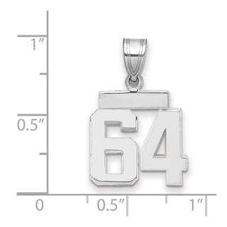 14k White Gold Small Polished Number 64 Pendant