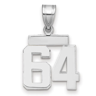 14k White Gold Small Polished Number 64 Pendant