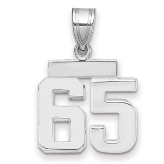 14k White Gold Small Polished Number 65 Pendant